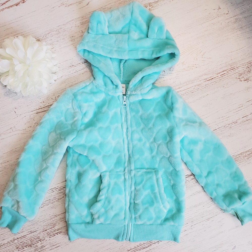 🌈30% off Bundles🌈 Girls Arizona Plush Fleece Bear Hoodie Zip Hearts Sz 5